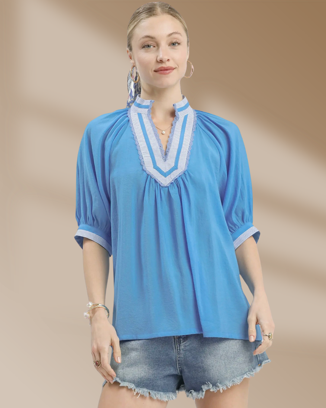 Palm Beach Bubble Sleeve Blouse