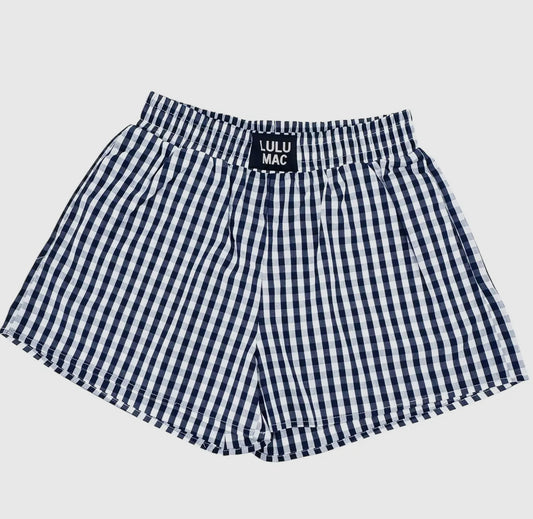 Navy Gingham Boxer Shorts