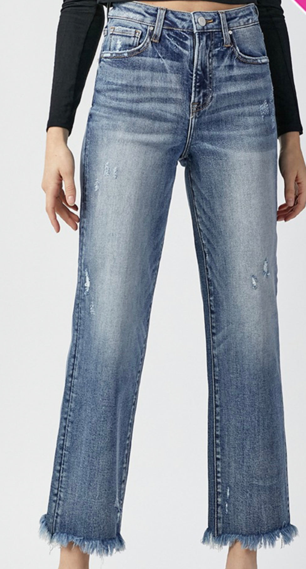 High Rise Risen Straight Jeans
