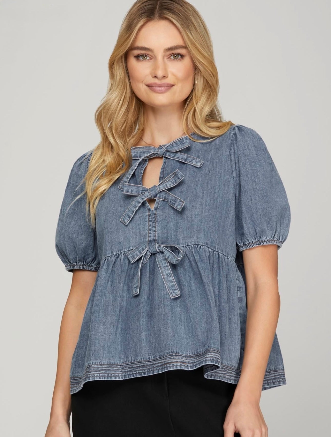 Denim and Bows Top