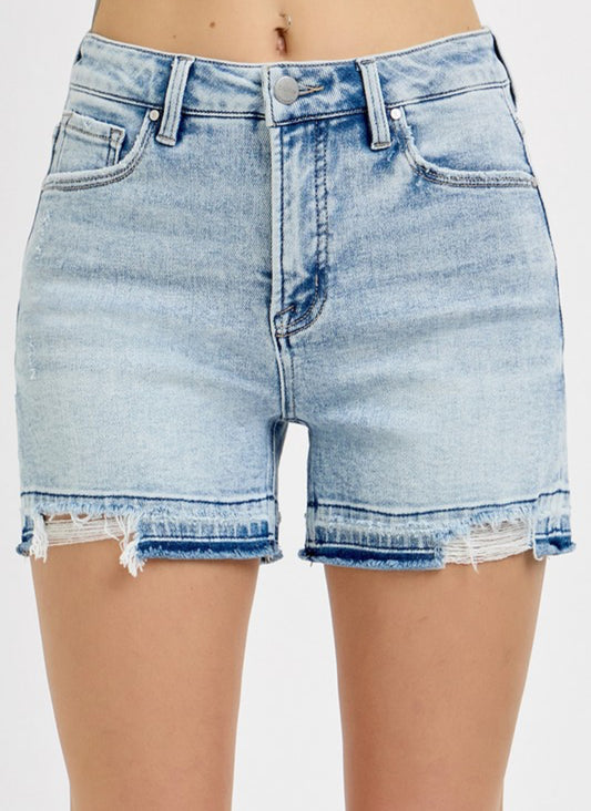 Risen High-Rise Distressed Shorts