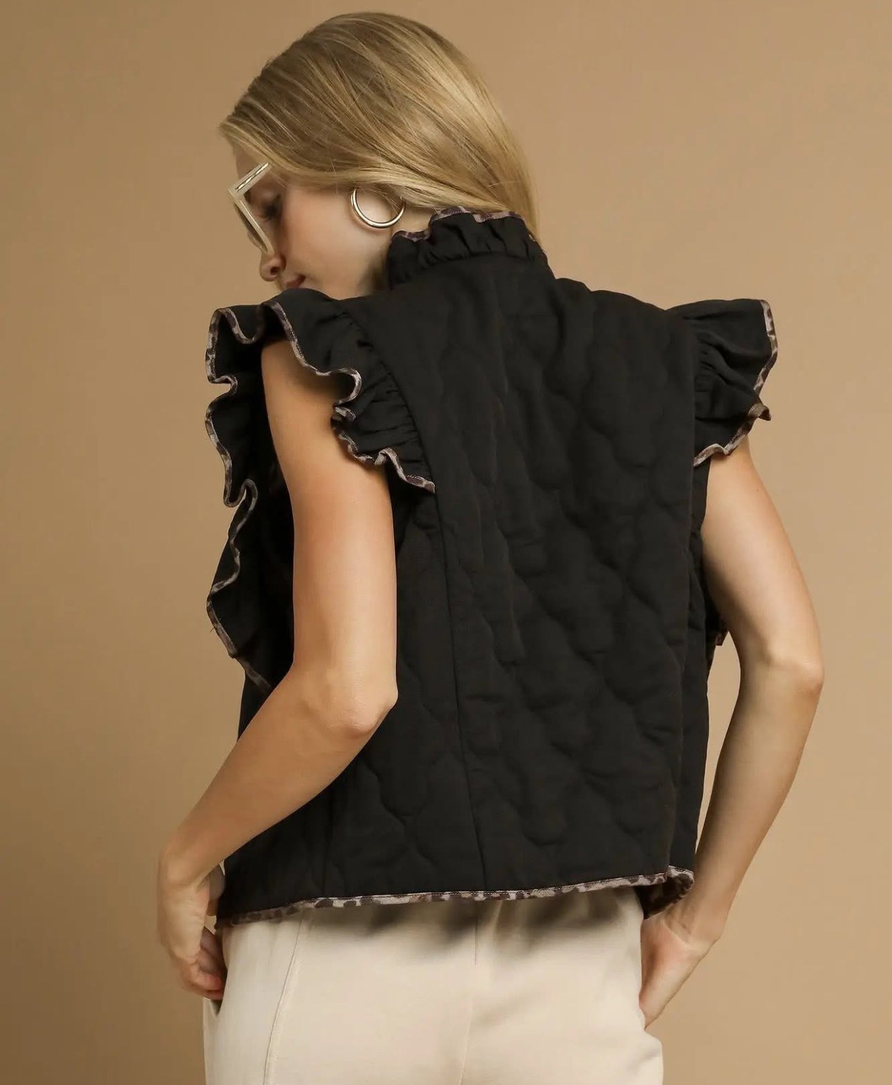 Leopard Trim Vest