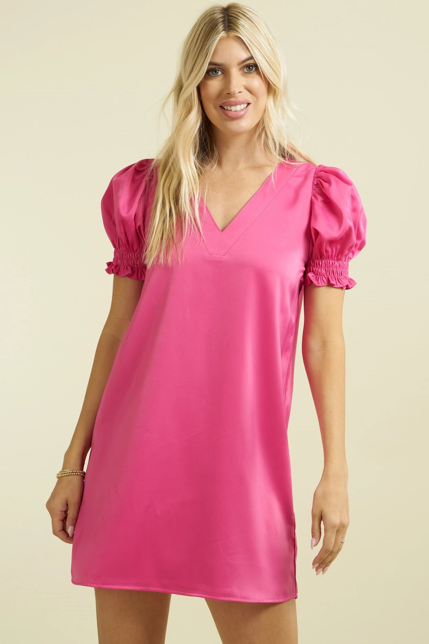 Pink Ruffle Sleeve Dress