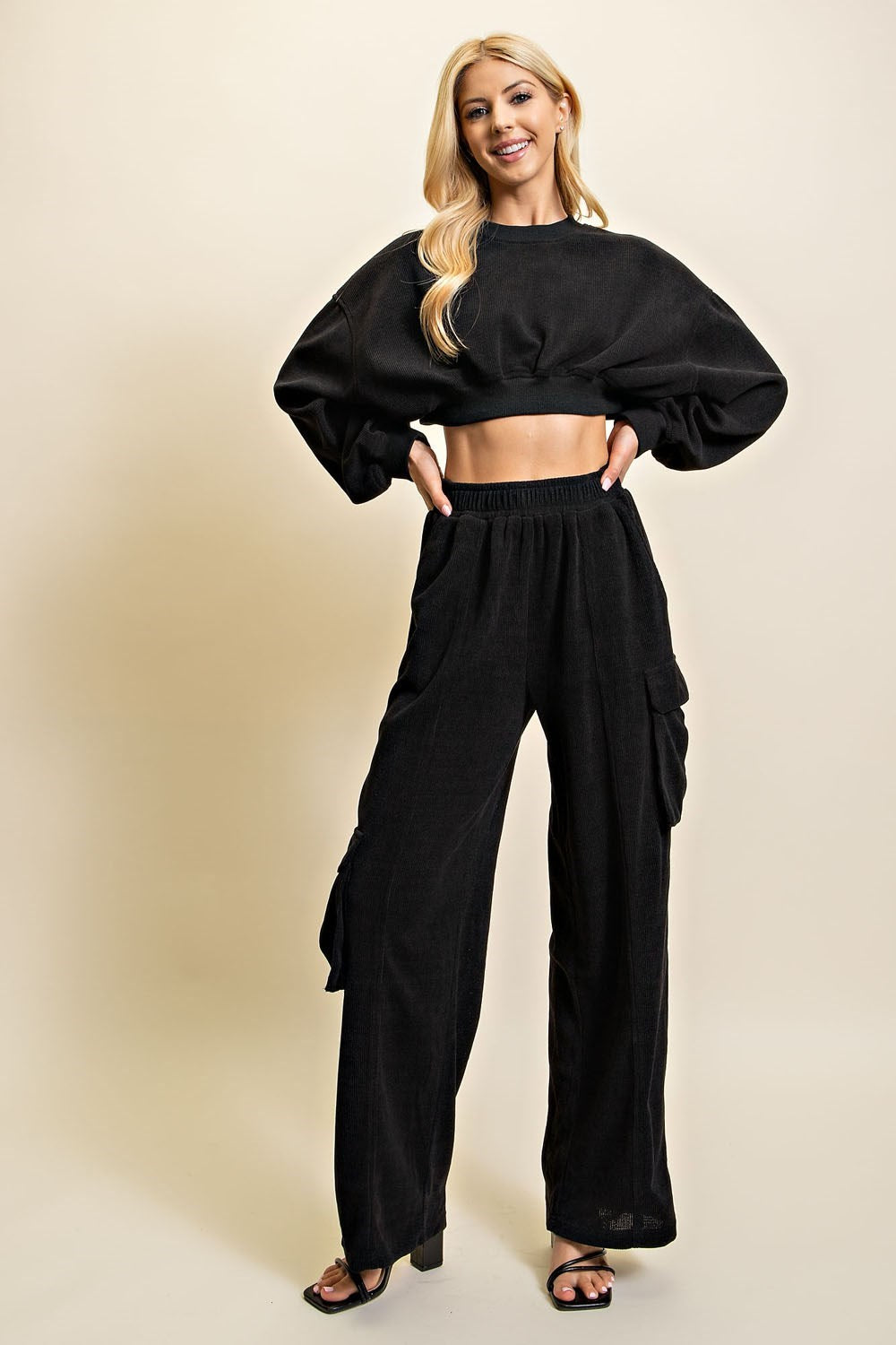 Black Corduroy Sweat Set