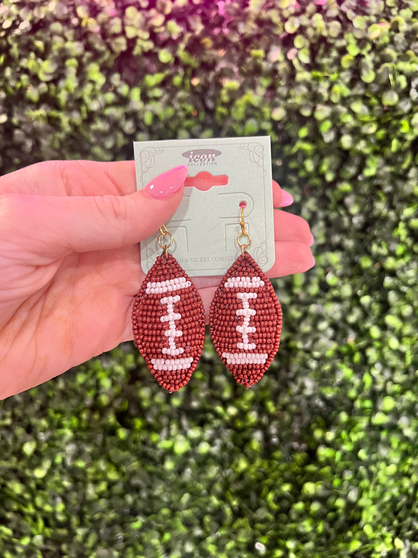 Football Beaded Earrings