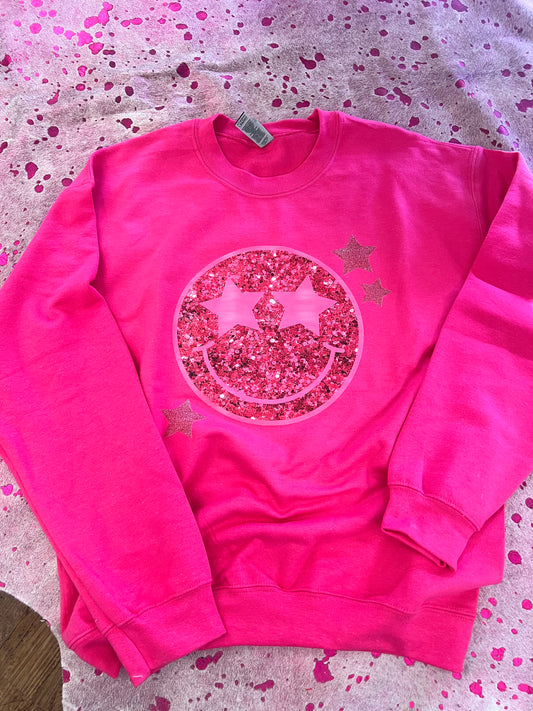 Faux Sequin Smiley Sweatshirt