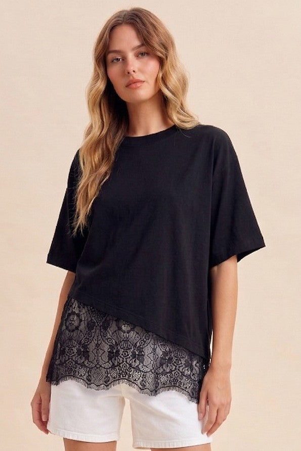 Asymmetrical lace top