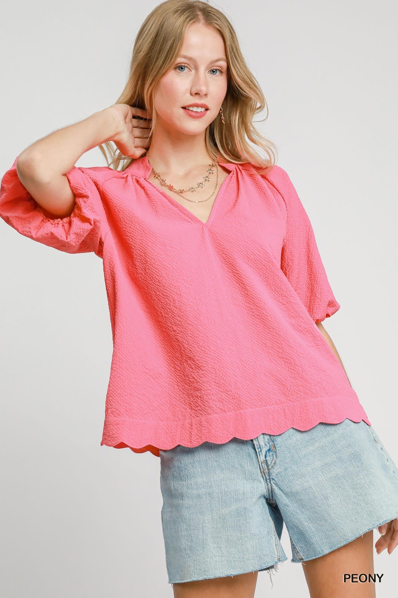 Peony Pink Scalloped Top