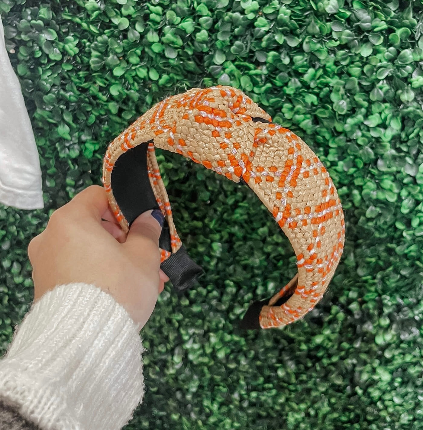 Braided Tan and Orange Headband