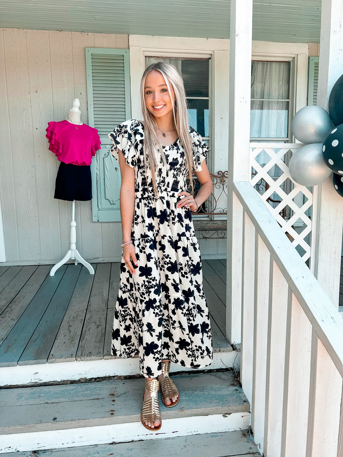 Black and White Floral Dress