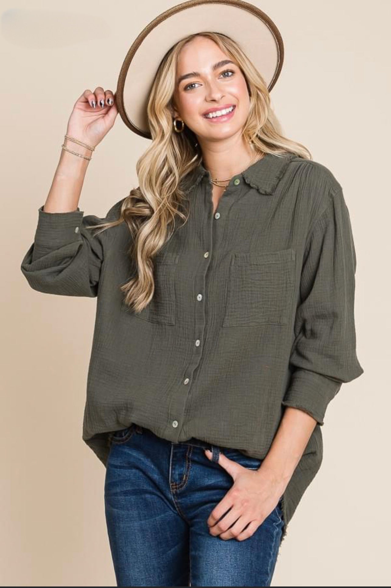 Army Green Woven Top