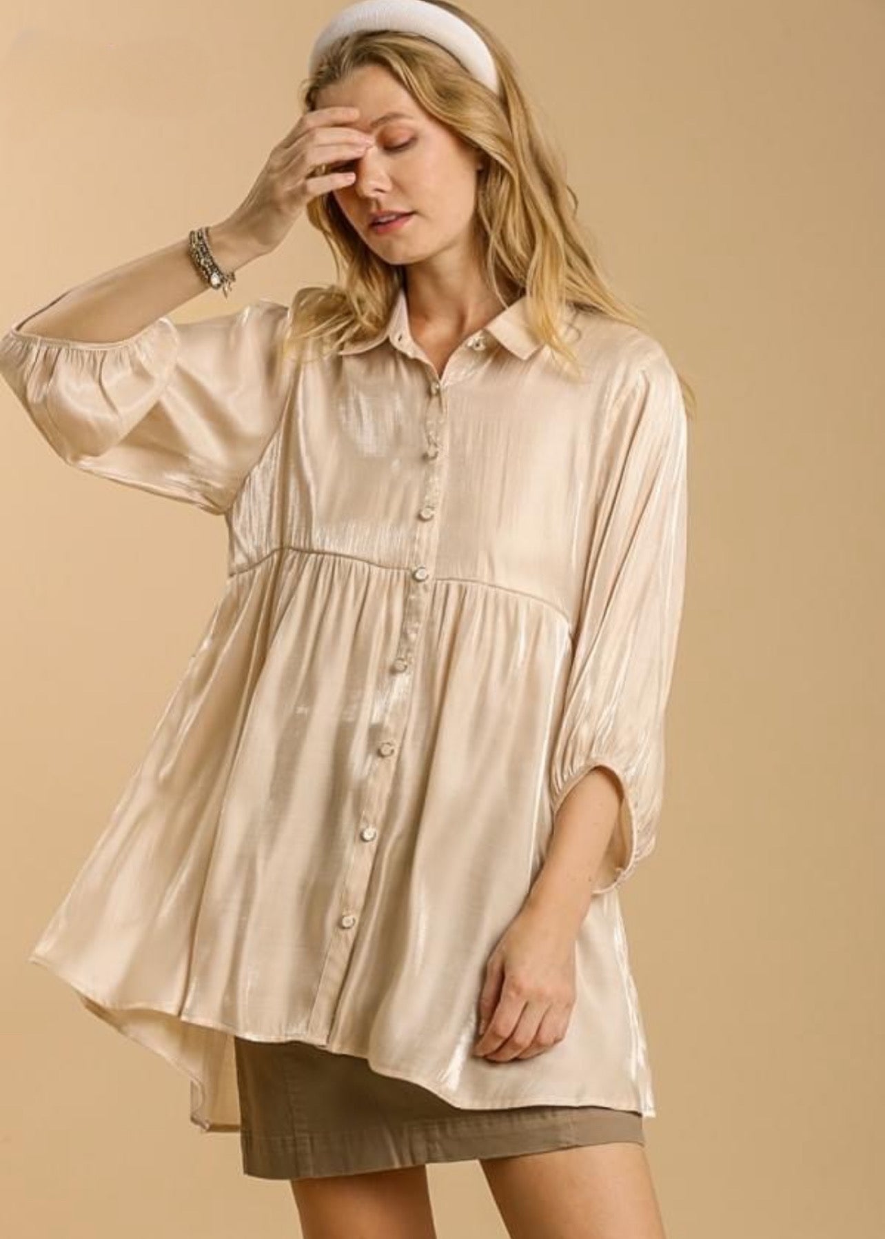 Cream Shiny Shirt
