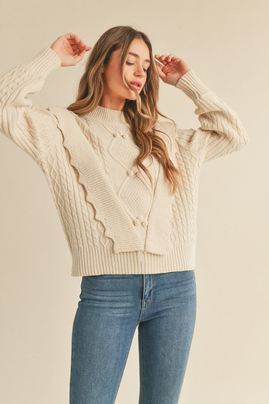 Pom Pom Cream Sweater