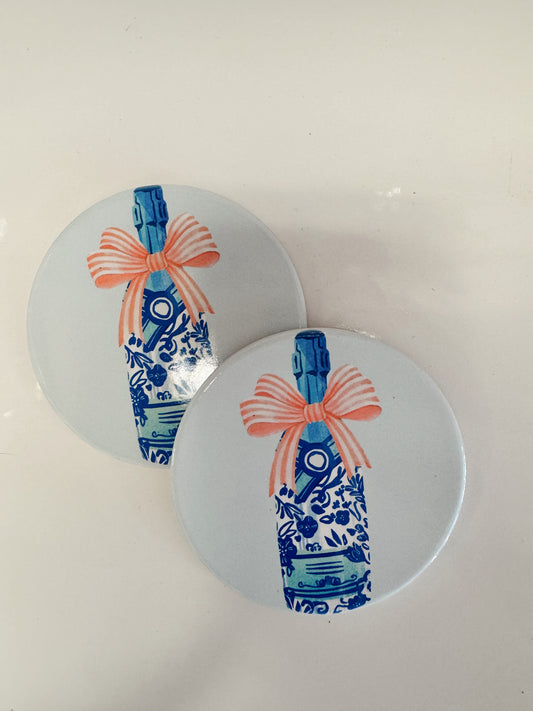 Blue Floral Bow Coasters