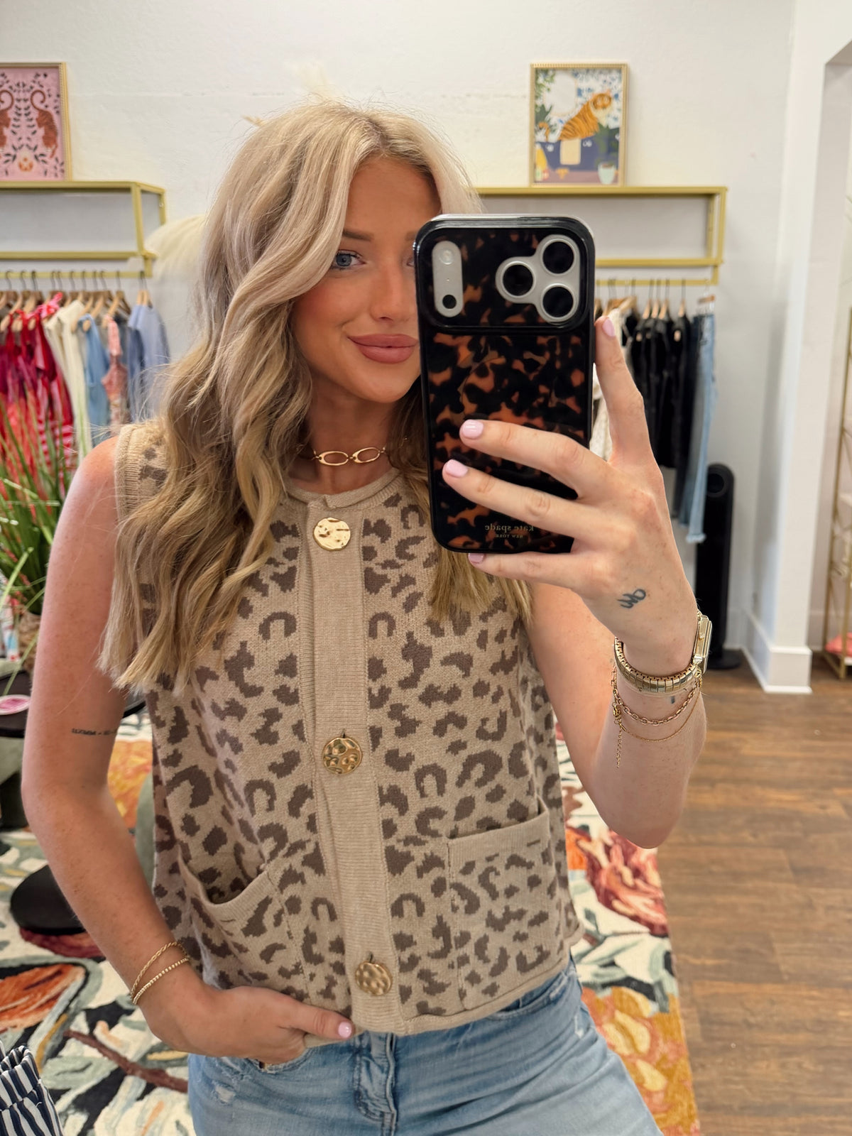 Chic Leopard Sweater Vest