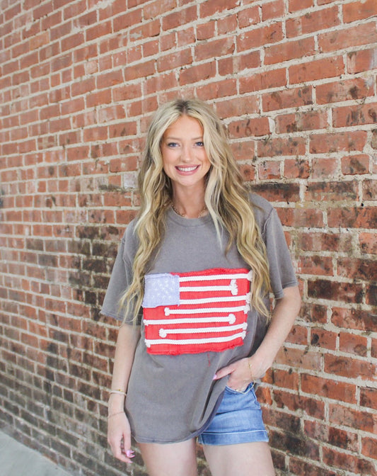 American Flag Mineral Wash Top
