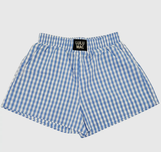Blue Gingham Boxer Shorts