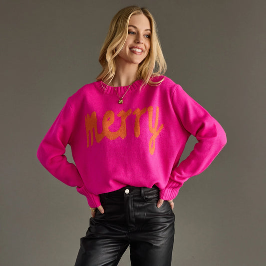 Hot Pink Merry Sweater