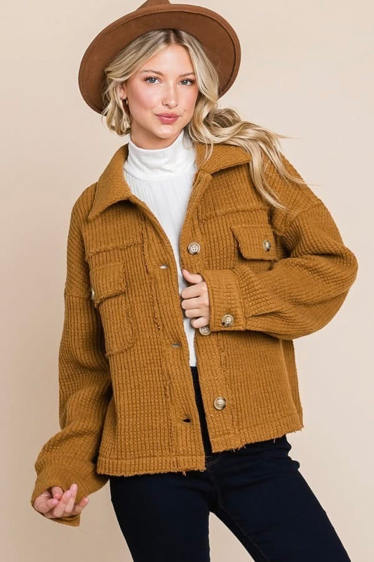 Caramel Waffle Knit Jacket