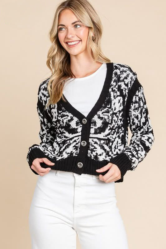 Detailed Cropped Cardigan