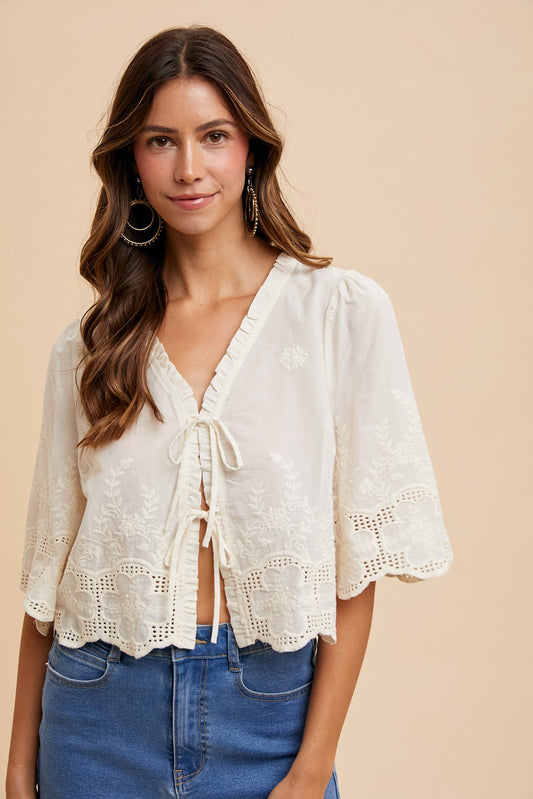 Floral Embroidery Blouse