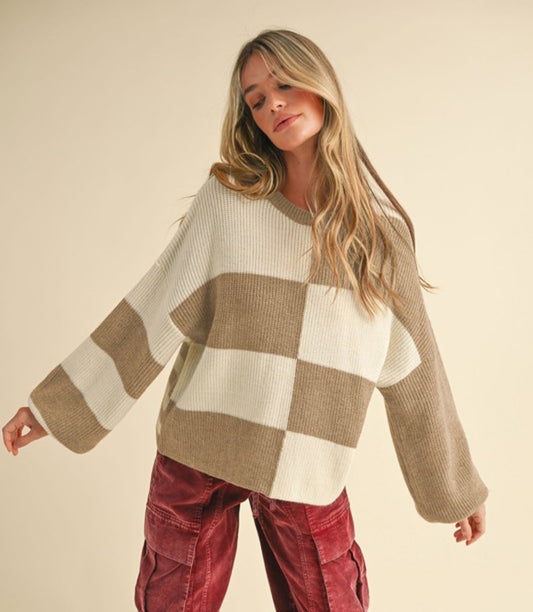 Cookie Crumb Checkered Sweater