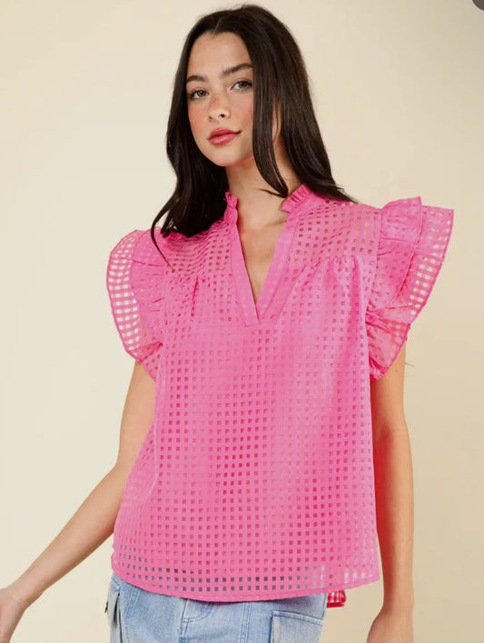 Hot Pink Squared Blouse