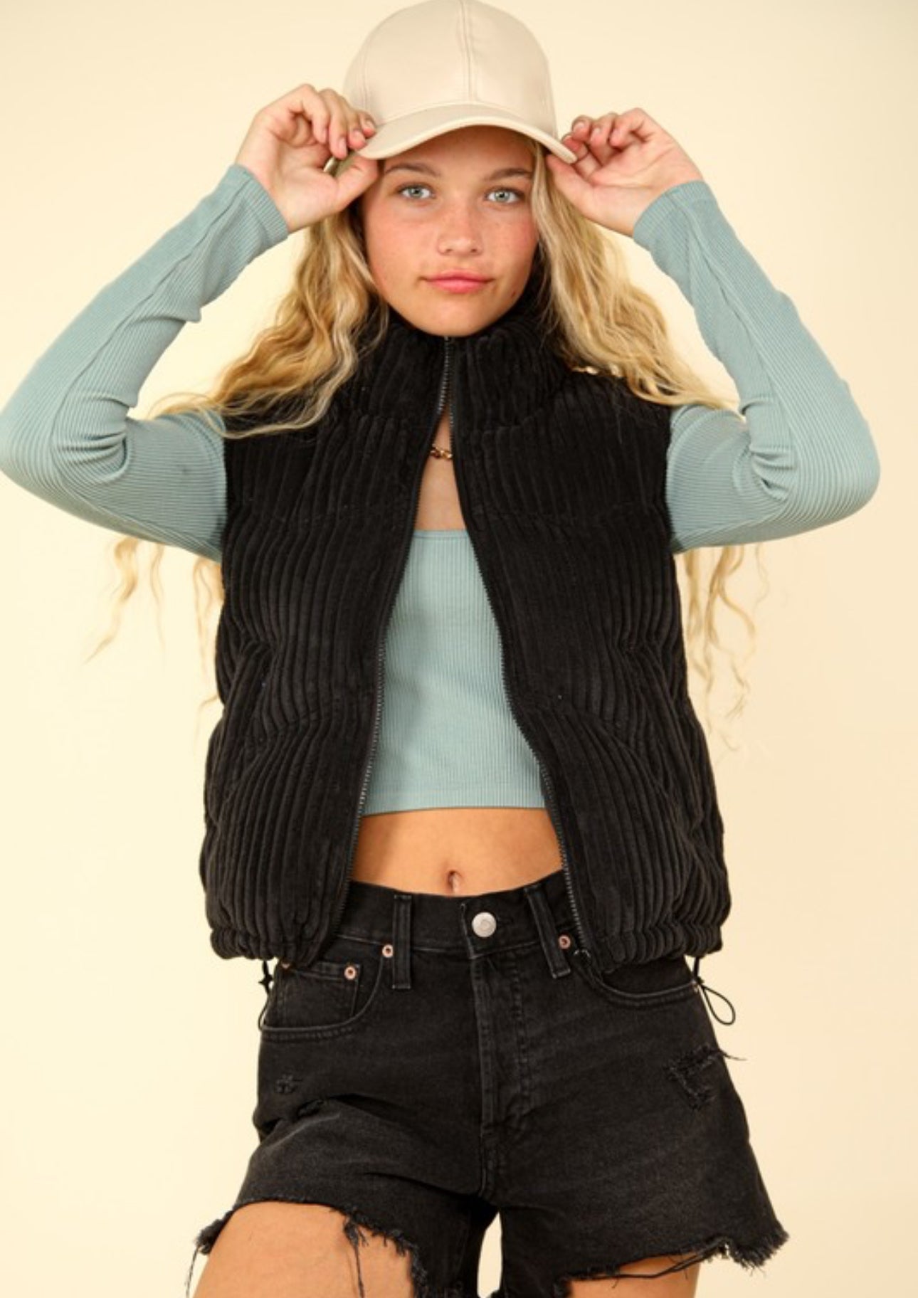 Black Corduroy Puffer Vest