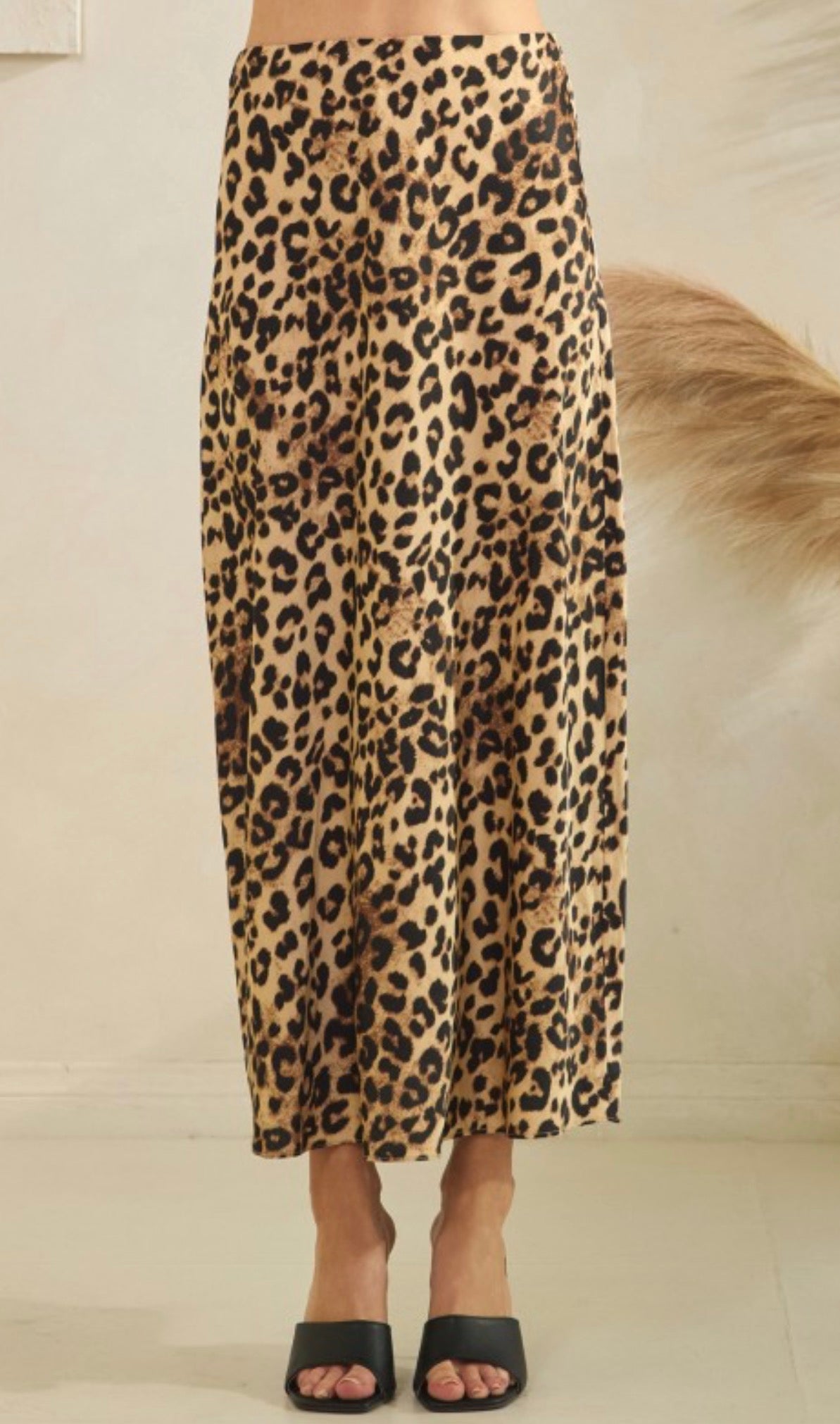Leopard Satin Skirt
