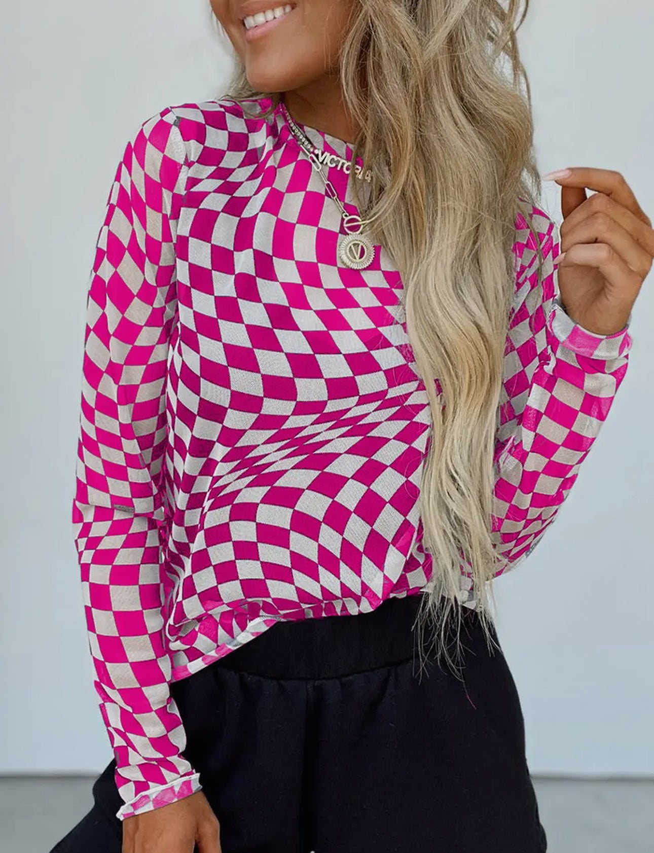 Pink Checkered Layering Shirt