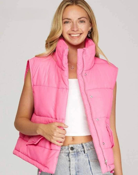 Oversized Pink Puffer Vest