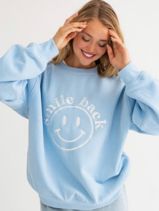 Smile Back Embroidered Sweatshirt