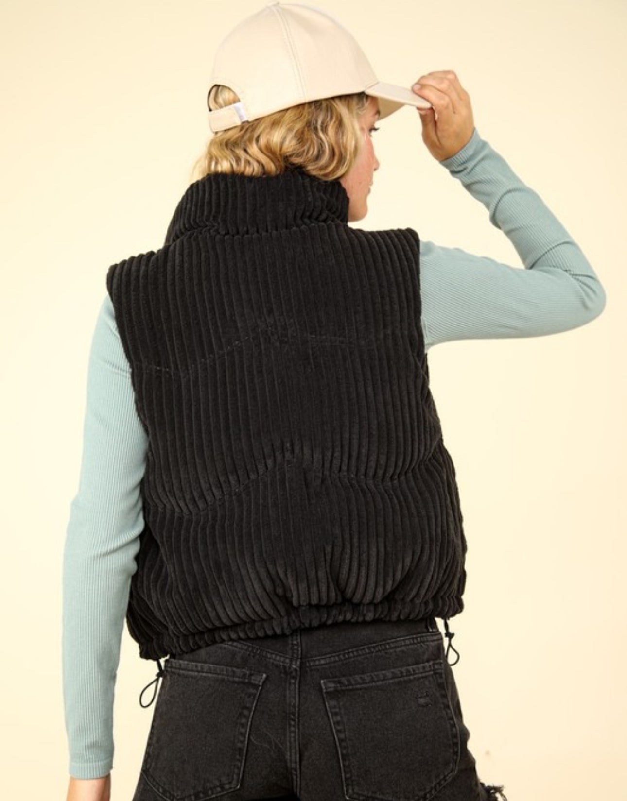 Black Corduroy Puffer Vest