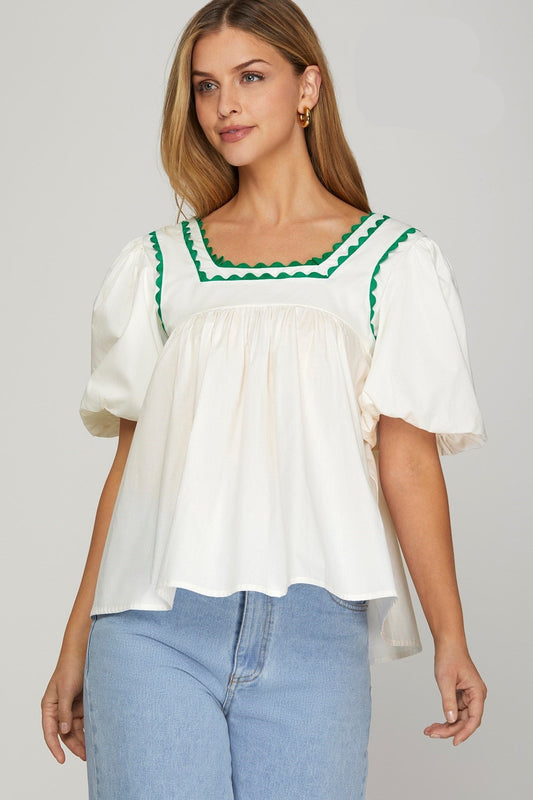 Green Detailed Blouse