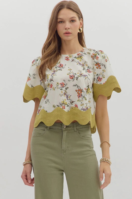 Olive Bloom Top