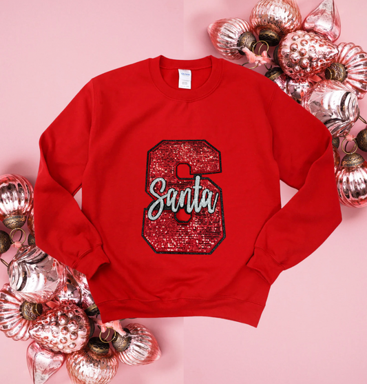 Varsity Sequin Santa Sweatshirt