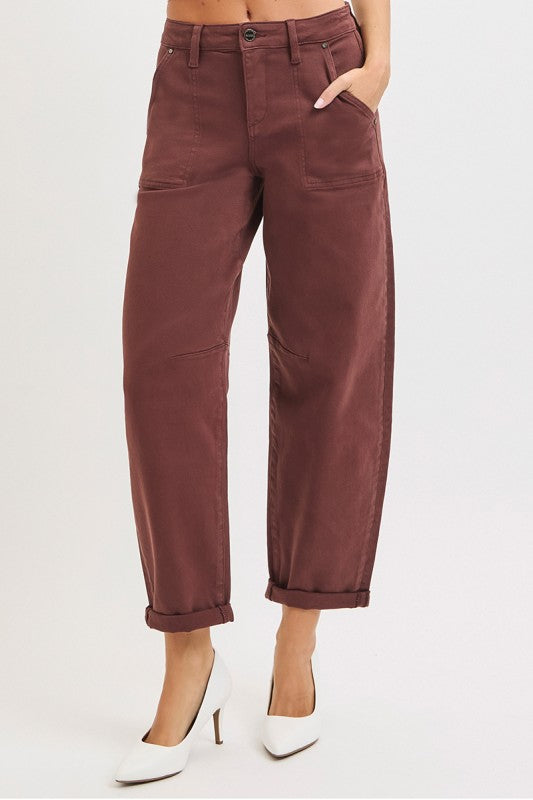 Chocolate Risen Barrel Jeans