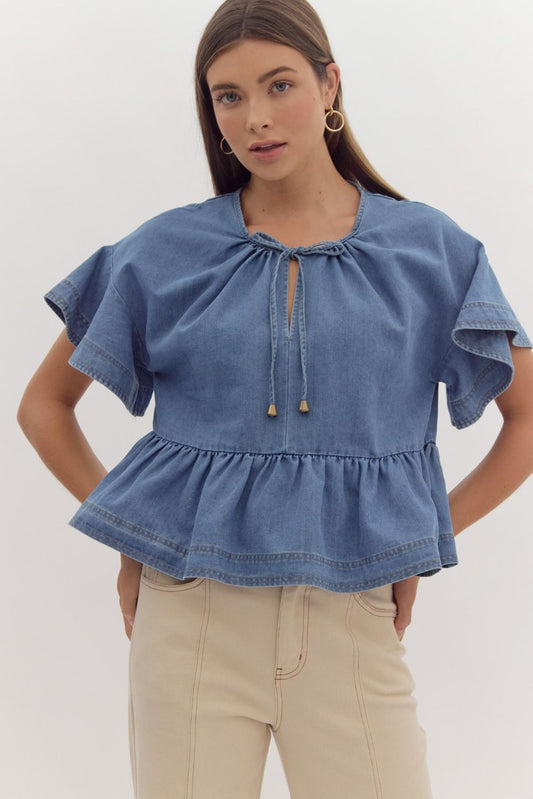 Blue Jean Babydoll Top