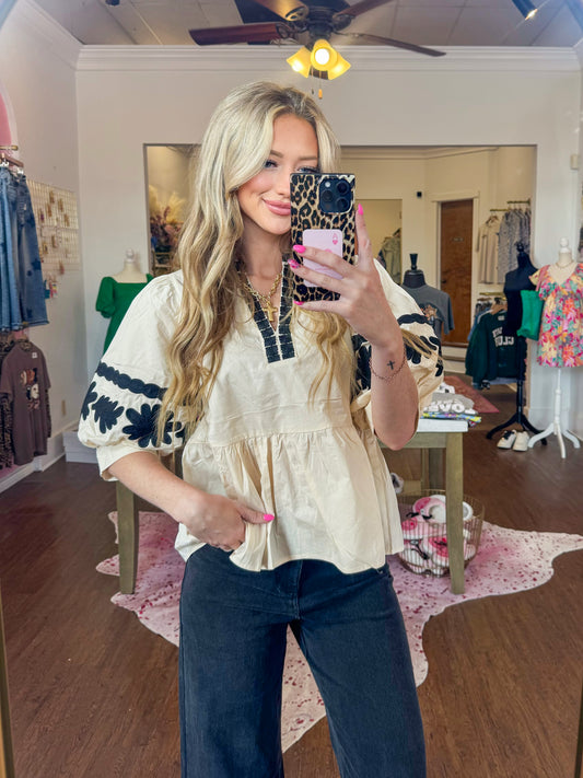 Cream Embroidered Blouse