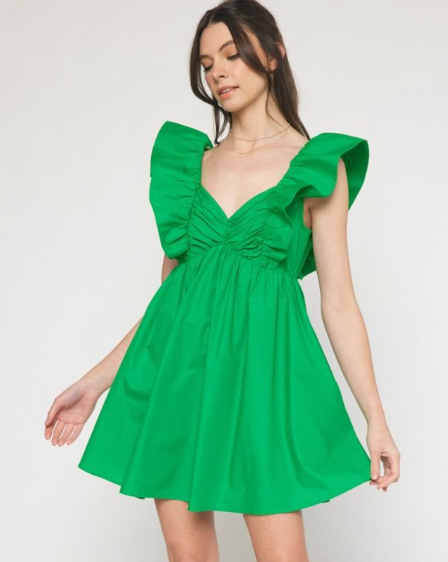 Green Oversized Ruffle Dress