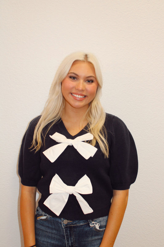 Navy Bow Sweater