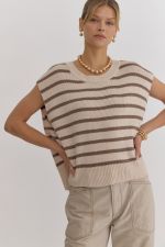 Oatmeal Striped Sweater Vest