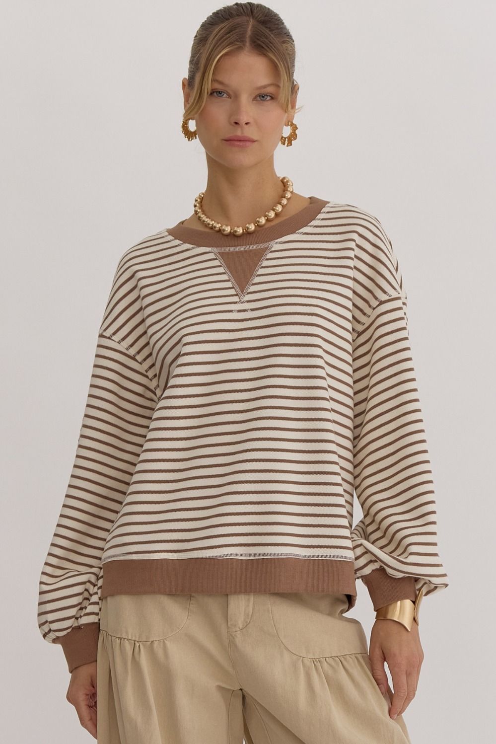 Ecru Striped Pullover