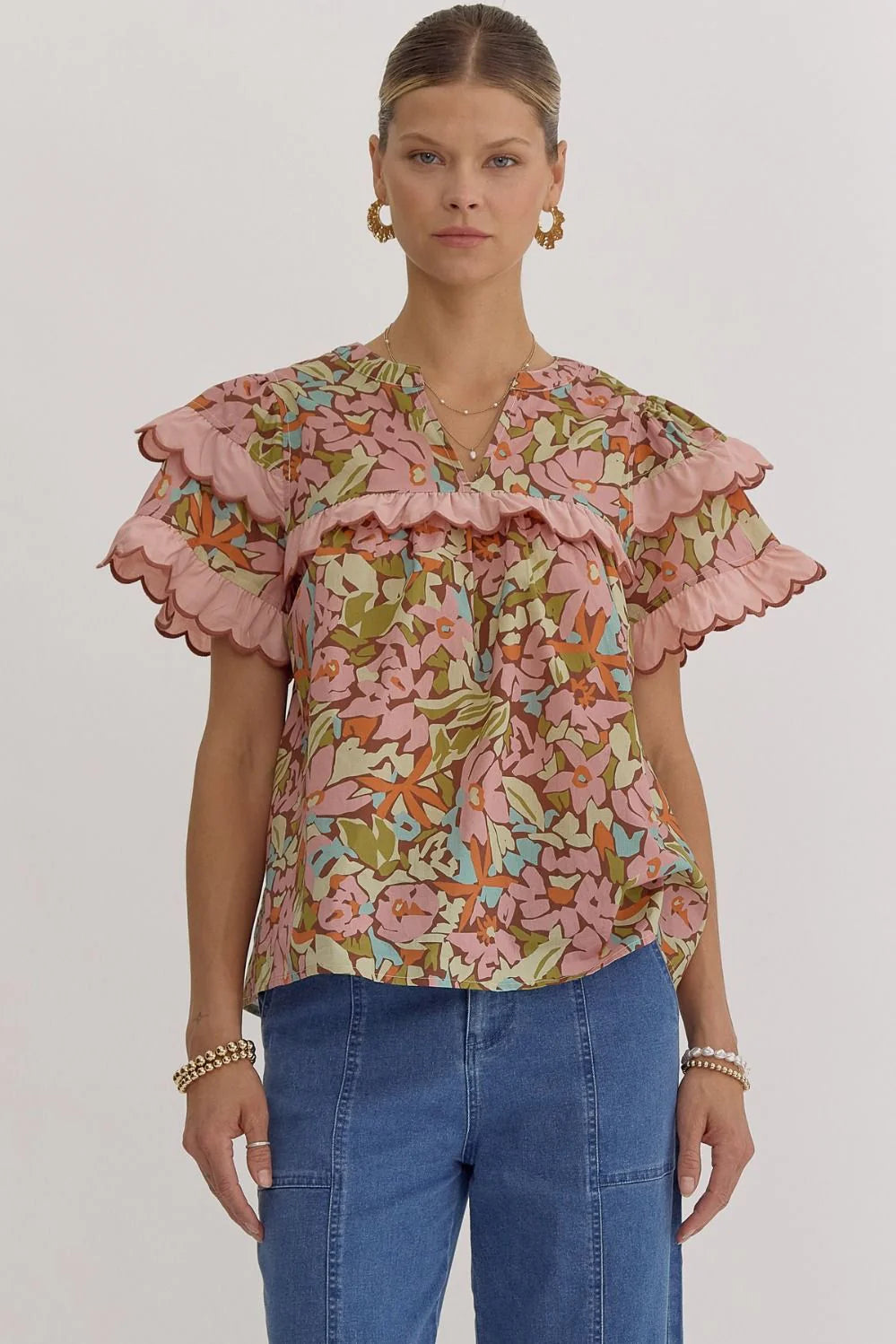 Scallop Floral Top