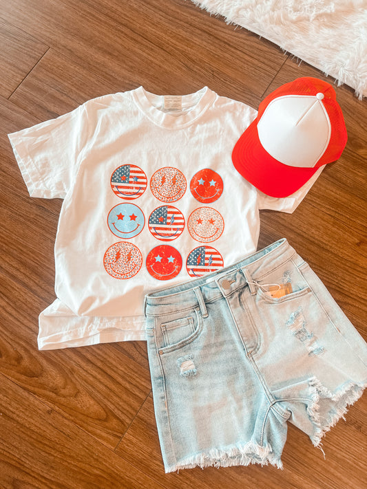 4th of July Smiley Face Tee