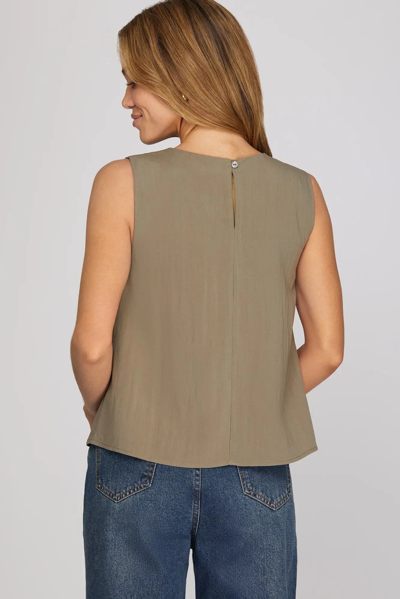 Olive Sleeveless Blouse