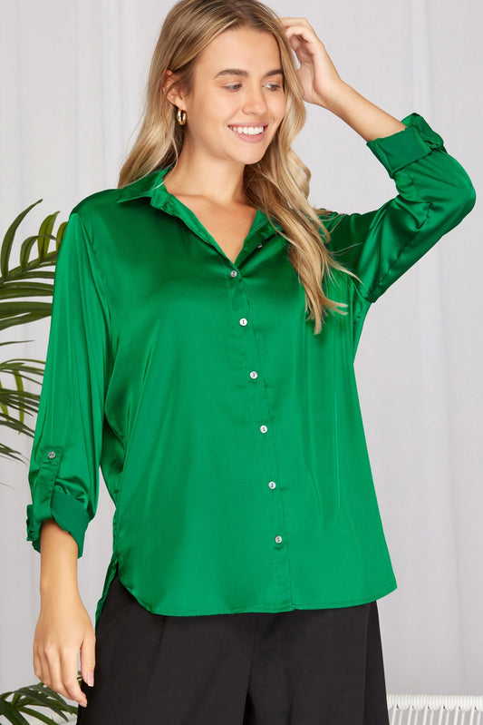 Green Satin Shirt