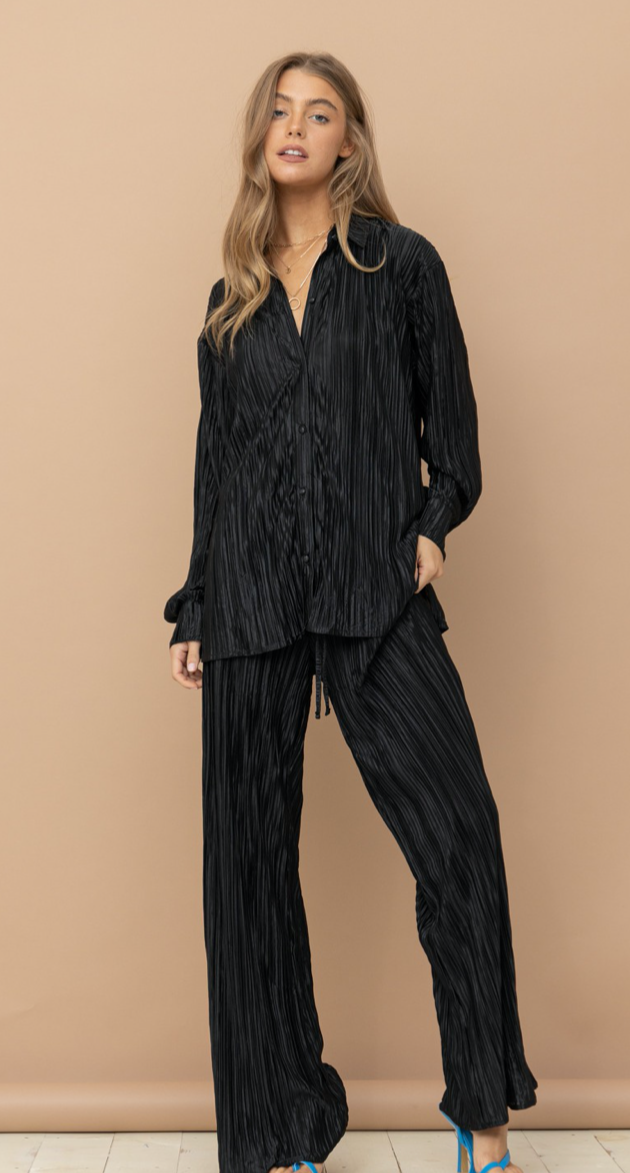 Courtney Pleated Blouse and Pant Set