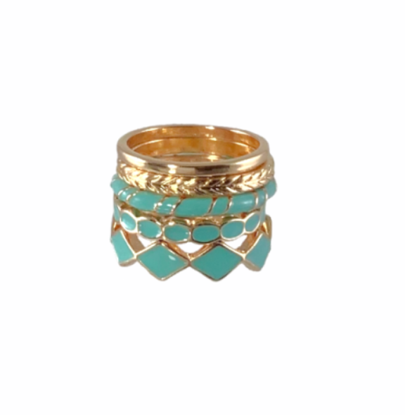 Enamel Ring Set- Turquoise