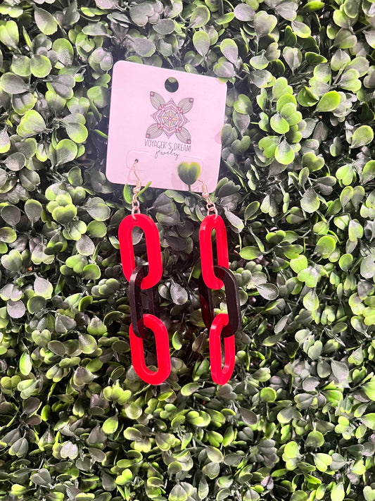 Red and Black Link Earrings